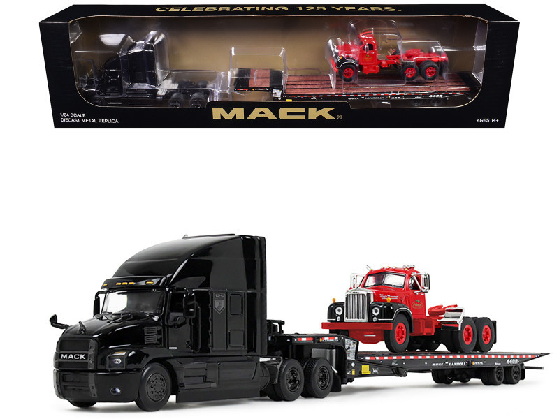 1/64 First Gear Mack® Anthem® Sleeper & Landoll® 440B-50CA Traveling Axle Trailer   with Mack® B-61 Day Cab Load Diecast Car Model