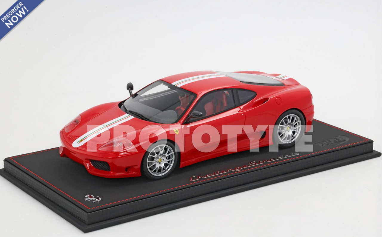 1/18 BBR Ferrari 360 Challenge Stradale (Rosso Corsa Red with Italian Flag Stripe) Car Model 1/18 BBR Ferrari 360 Challenge Stradale (Rosso Corsa Red with Italian Flag Stripe) Car Model