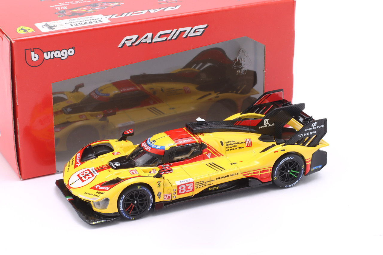1/43 BBurago 2024 Ferrari 499P #83 24h LeMans AF Corse Robert Kubica, Robert Shwartzmann, Yifei Ye Diecast Car Model