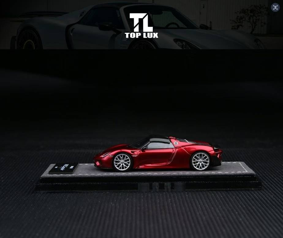 1/64 Top Lux Porsche 918 Spyder (Metallic Red) Diecast Car Model