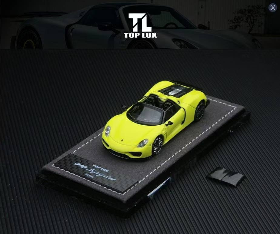 1/64 Top Lux Porsche 918 Spyder (Lemon Yellow) Diecast Car Model