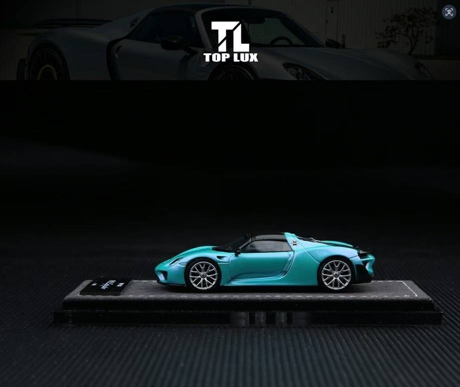 1/64 Top Lux Porsche 918 Spyder (Green Blue) Diecast Car Model