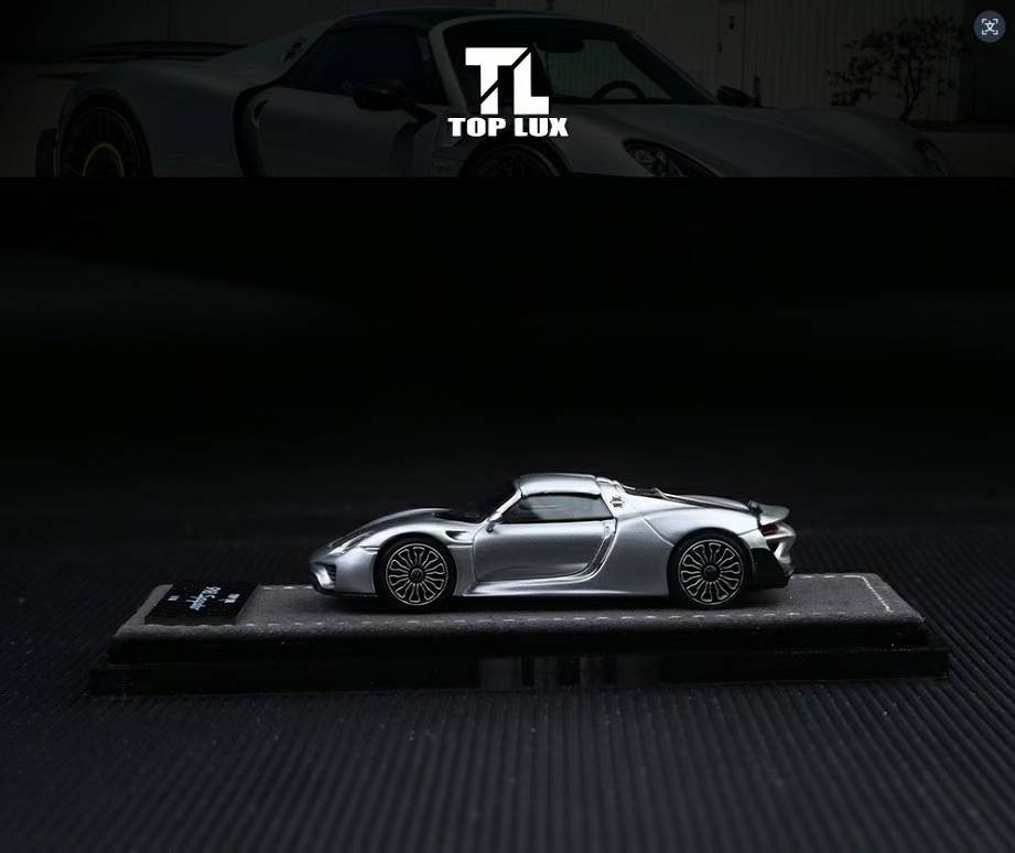 1/64 Top Lux Porsche 918 Spyder (Silver) Diecast Car Model