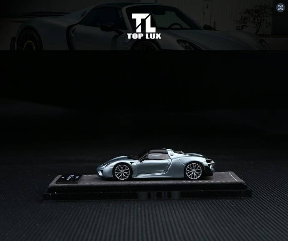 1/64 Top Lux Porsche 918 Spyder (Silver Blue) Diecast Car Model