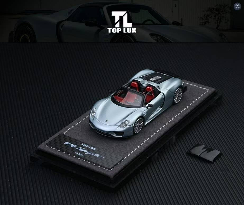 1/64 Top Lux Porsche 918 Spyder (Silver Blue) Diecast Car Model