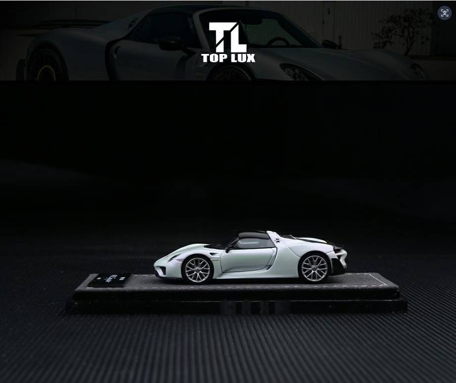 Mxx様 1/64 Top Lux Porsche 918 Spyder (Pearl White) Diecast Car Model