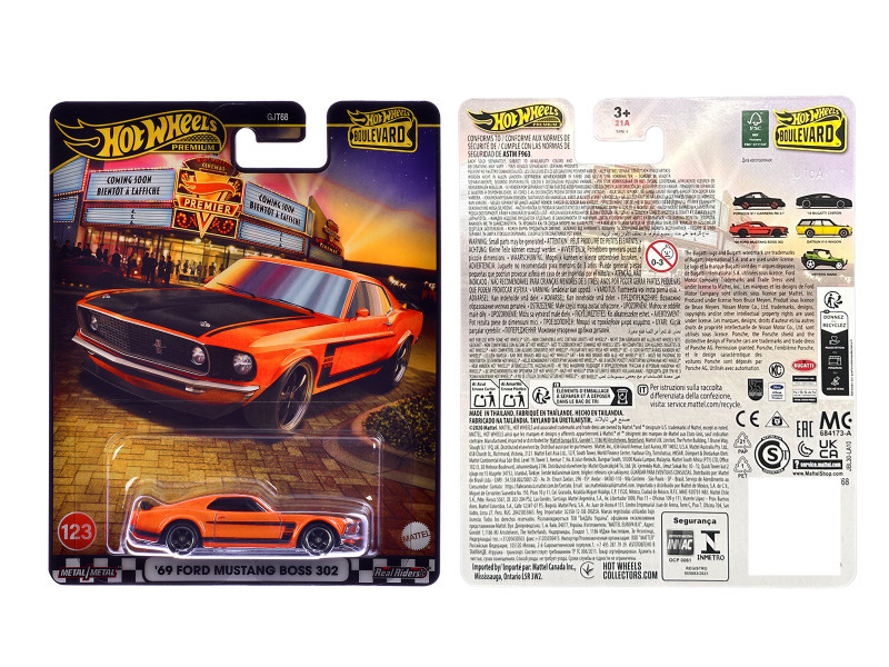 1969 Ford Mustang Boss 302 Orange with Black Stripes and Hood