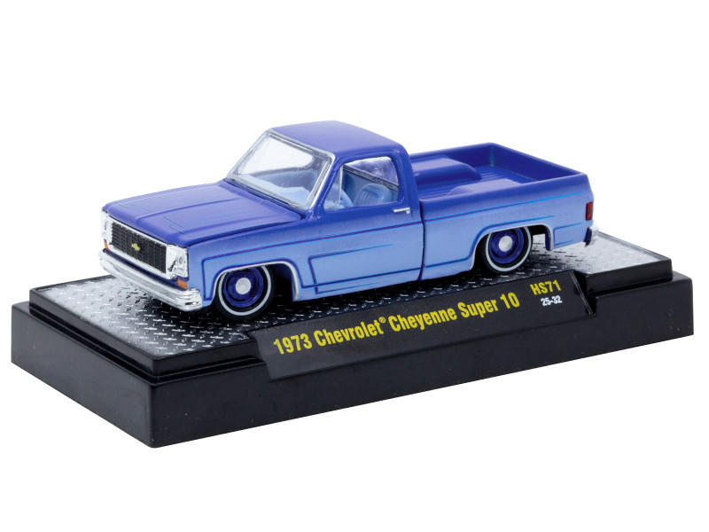 M2 カスタム - RE STYLING (ブルー) チェイスカー 1/64 M2 Machines 1973 Chevrolet Cheyenne Super 10 Custom Re