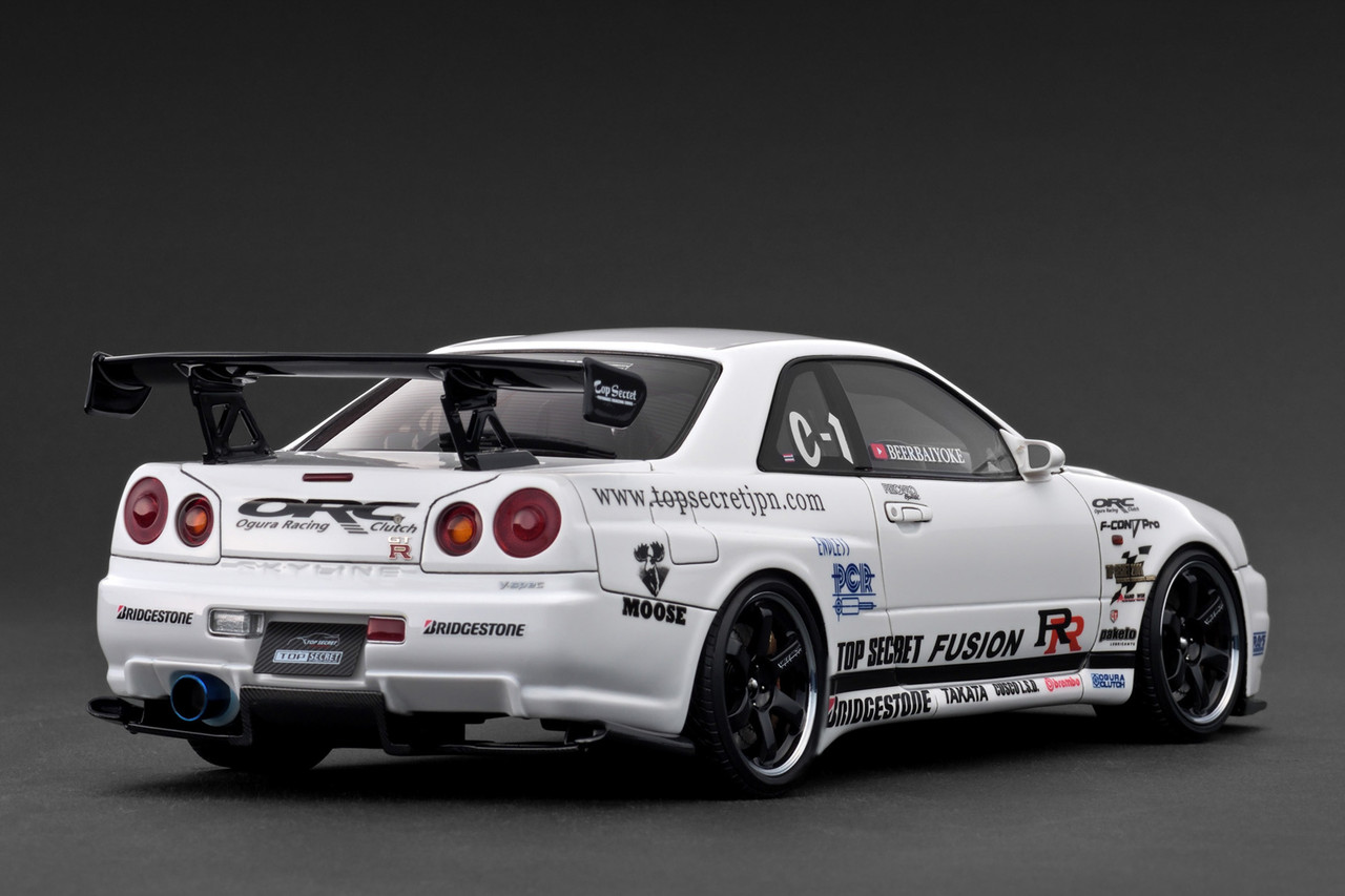1/18 IG Ignition Model Nissan Skyline GT-R R34 Top Secret 34GT-R BNR34 (White) Car Model