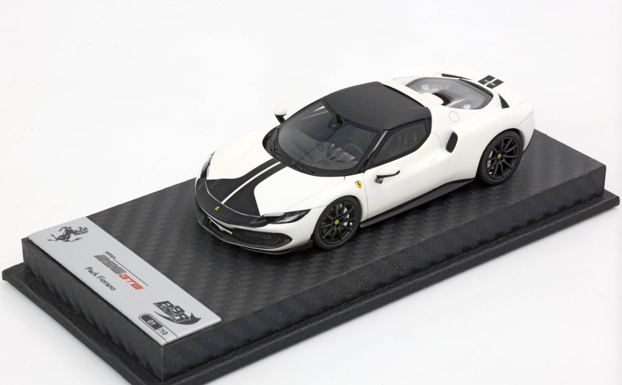 1/43 BBR Ferrari 296 Assetto Fiorano (Matte Fuji White with Black Roof) Car Model Limited 10 Pieces