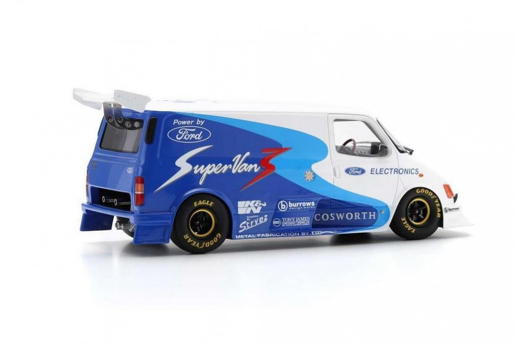 にん。 1/18 Schuco 1994 Ford Transit Supervan 3 (Blue & White) Car Model
