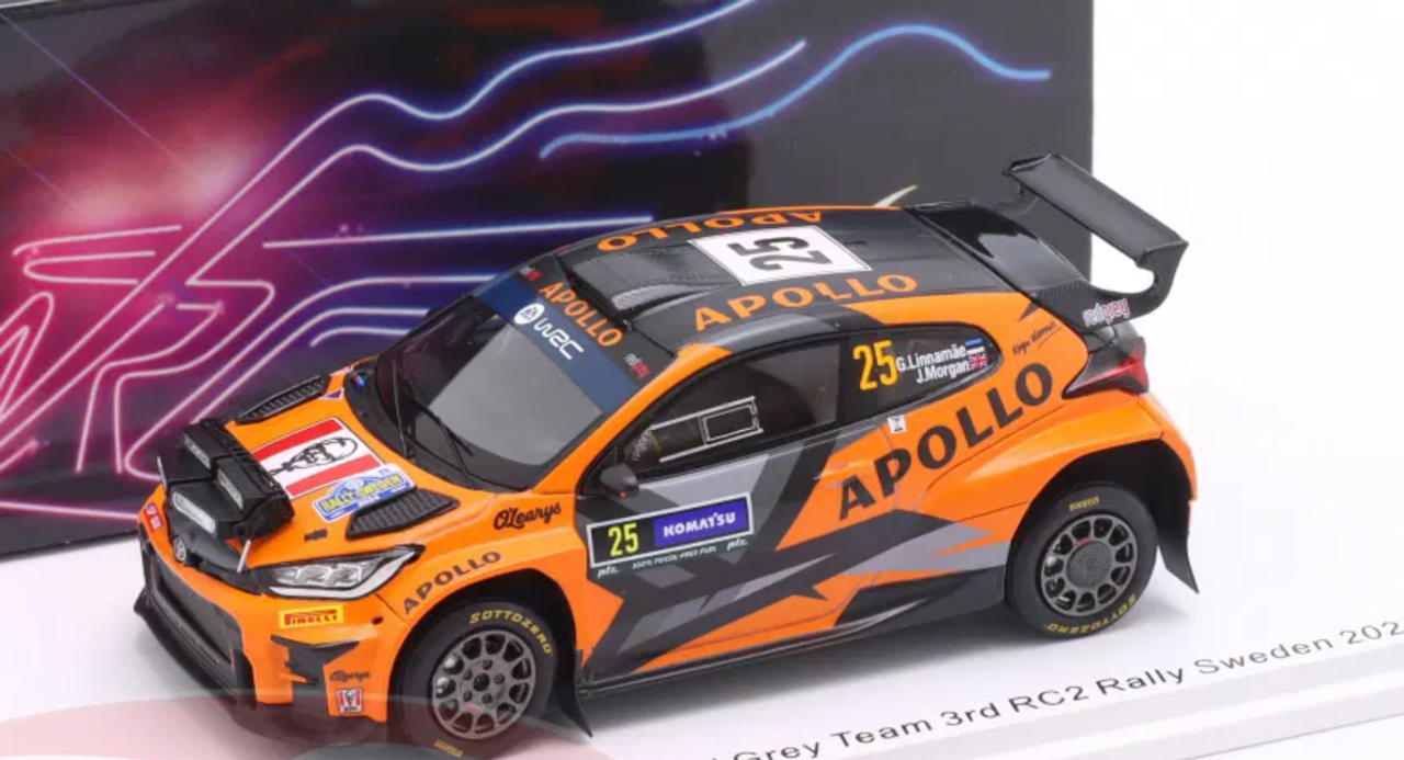 1/43 Spark 2024 Toyota GR Yaris Rally2 #25 7th Rallye Sweden Red Grey Team Georg Linnamäe, James Morgan Car Model