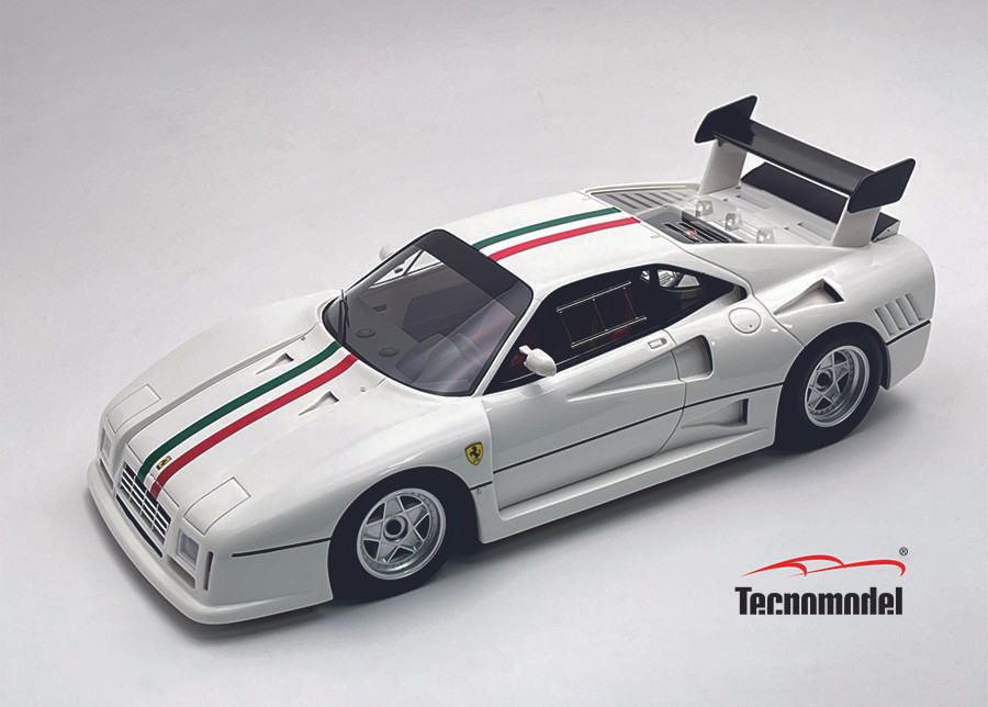 1/18 Tecnomodel Ferrari 288 GTO Evoluzione 1985 white Italian flag