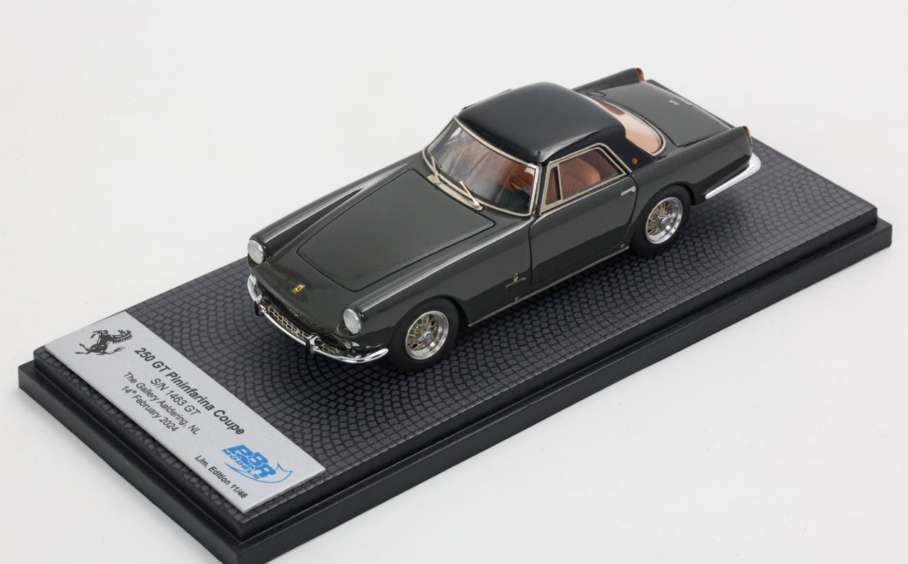 1/43 BBR Ferrari 250 GT Pininfarina Coupe S/N 1463 GT (Dark Grey with Black Roof) Car Model Limited 46 Pieces