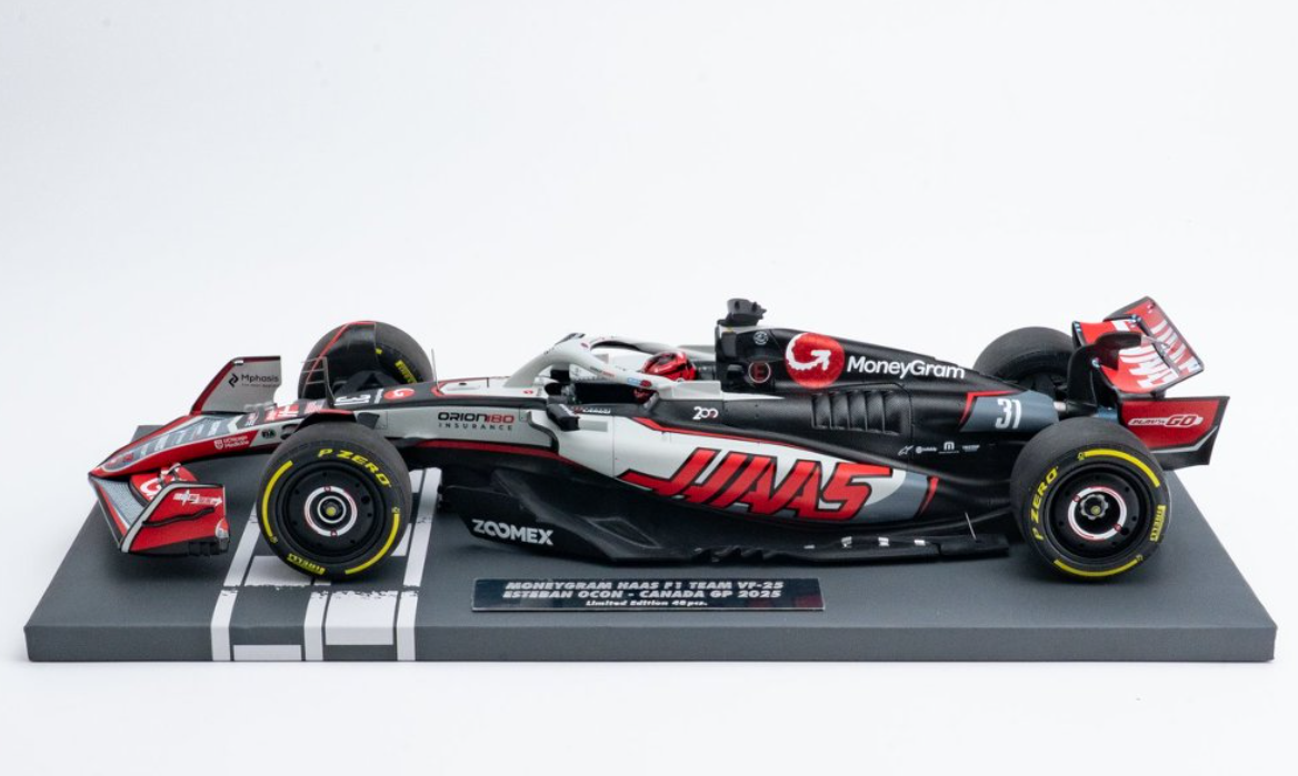 1/18 Minichamps 2025 Formula 1 Moneygram Haas F1 Team VF-25 Canada GP #31 Esteban Ocon Car Model Limited 48 Pieces