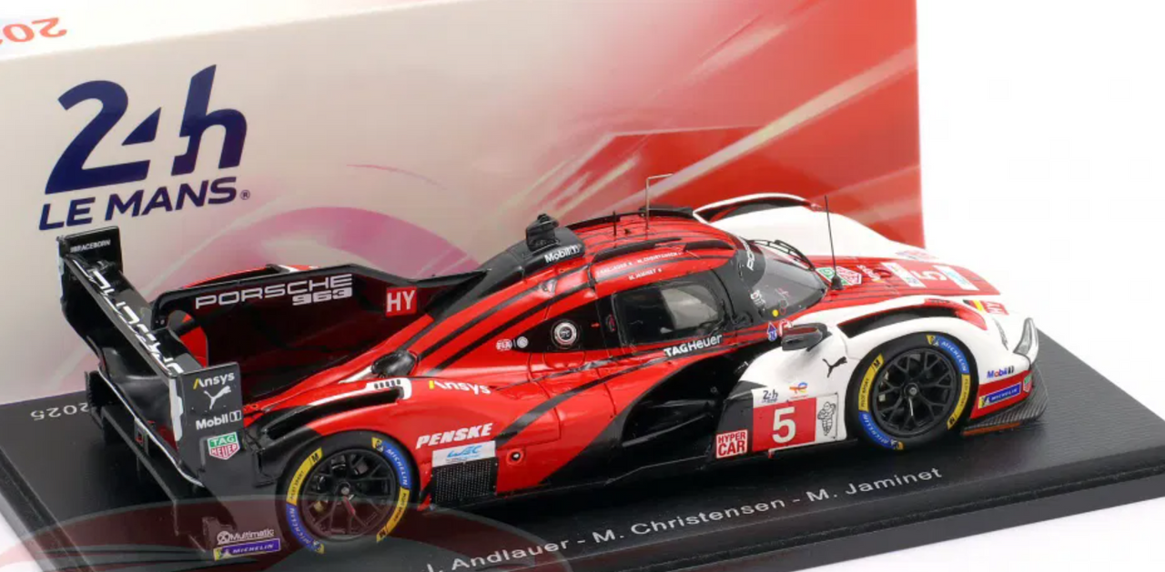 1/43 Spark Porsche 963 No.5 PORSCHE PENSKE MOTORSPORT 6th Le Mans 24H 2025 J. Andlaur - M. Christensen - M. Jaminet Car Model