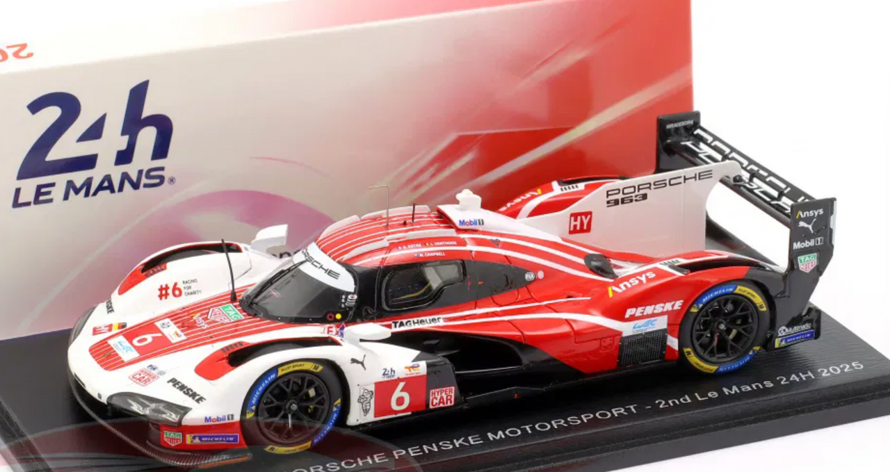 1/43 Spark Porsche 963 No.6 PORSCHE PENSKE MOTORSPORT 2nd Le Mans 24H 2025 K. Estre - L. Vanthoor - M. Campbell Car Model