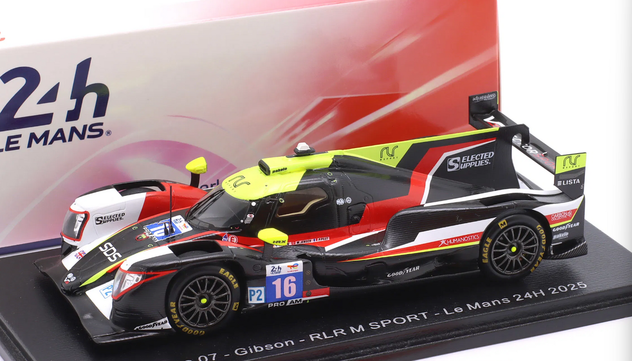 1/43 Spark Oreca 07 - Gibson No.16 RLR M SPORT Le Mans 24H 2025 M. Jensen - R. Cullen - P. Pilet Car Model