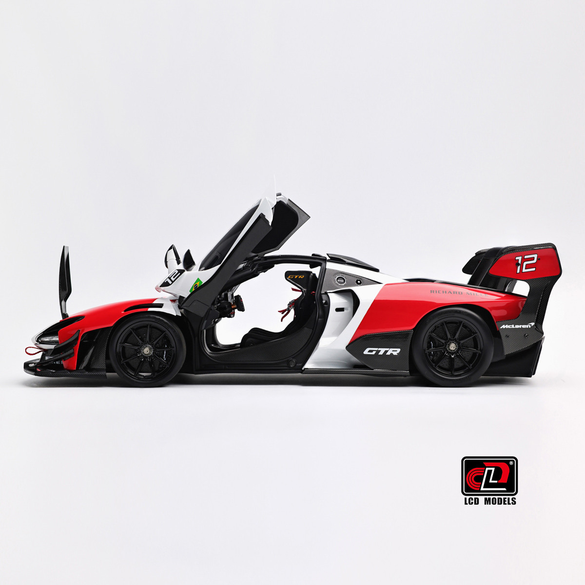 1/18 LCD Models McLaren Senna GTR #12 (White & Red) Diecast Car