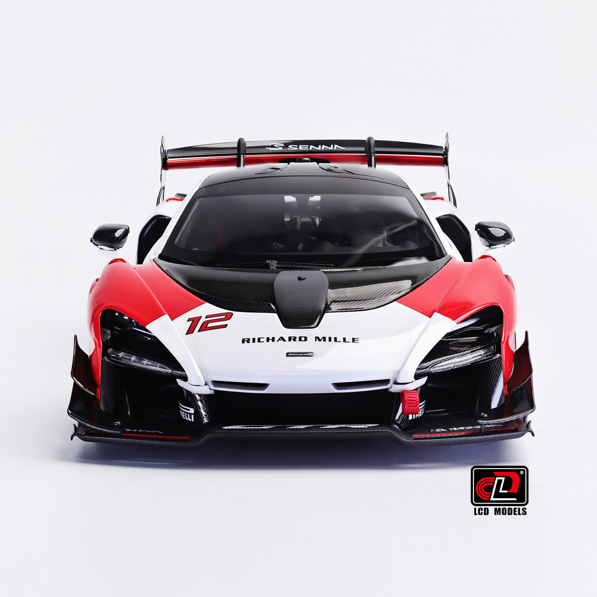 1/18 LCD Models McLaren Senna GTR #12 (White & Red) Diecast Car