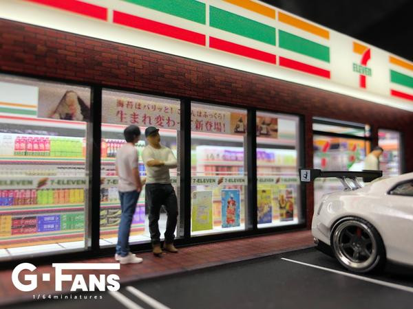 1/64 G-Fans 711 7-Eleven 7-11 Diorama with LED with 1/64 Hot