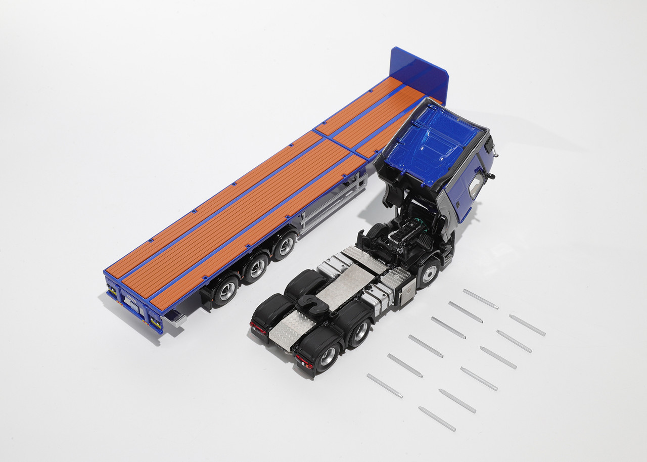 1/64 GCD Mercedes-Benz Actros Flatbed Transporter (Blue) Diecast
