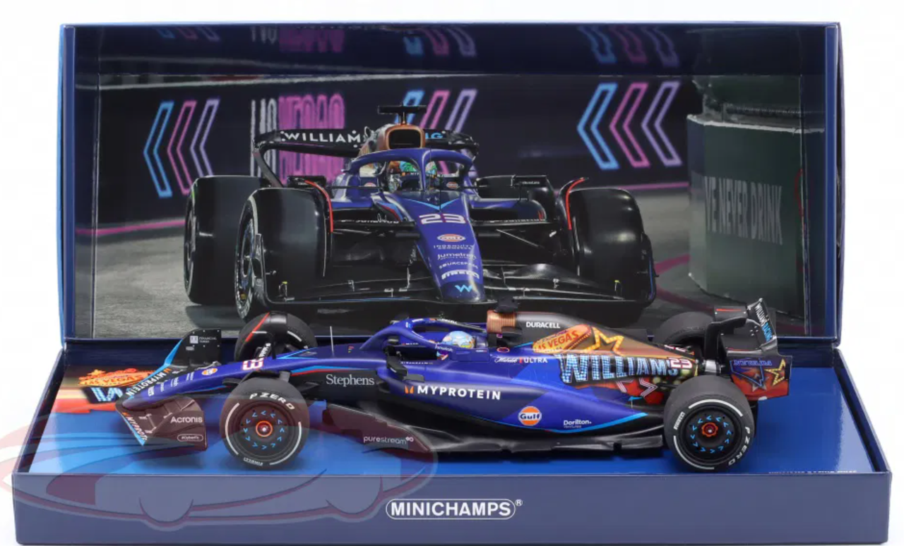 1/18 Minichamps 2023 Formula 1 Alex Albon Williams FW45 #23 Las Vegas GP Car Model