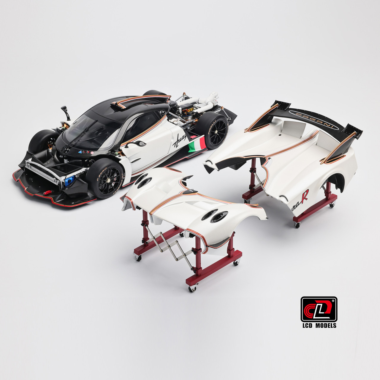1/18 LCD Pagani Huayra R Front & Rear Body Panel Lifter (Red) (car model NOT included)