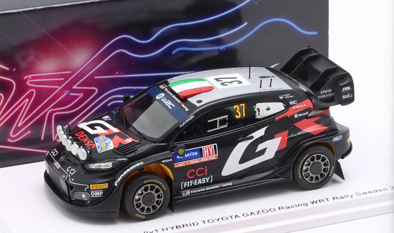 1/43 Spark 2024 Toyota GR Yaris Rally1 Hybrid #37 Rallye Sweden Toyota Gazoo Racing WRT Lorenzo Bertelli, Simone Scattolin Car Model