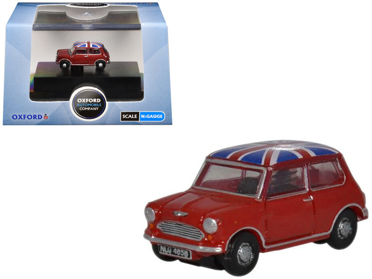 Austin Mini RHD (Right Hand Drive) Tartan Red with Union Jack Top 1/148 (N) Scale Diecast Model Car by Oxford Diecast Austin Mini RHD (Right Hand Drive) Tartan Red with Union Jack Top 1/148 (N) Scale Diecast Model Car by Oxford Diecast