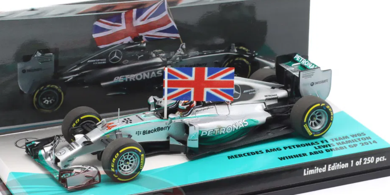 1/43 Minichamps 2014 Formula 1 Lewis Hamilton Mercedes F1 W05 #44 Winner Abu Dhabi GP Formula 1 World Champion 2014 Car Model