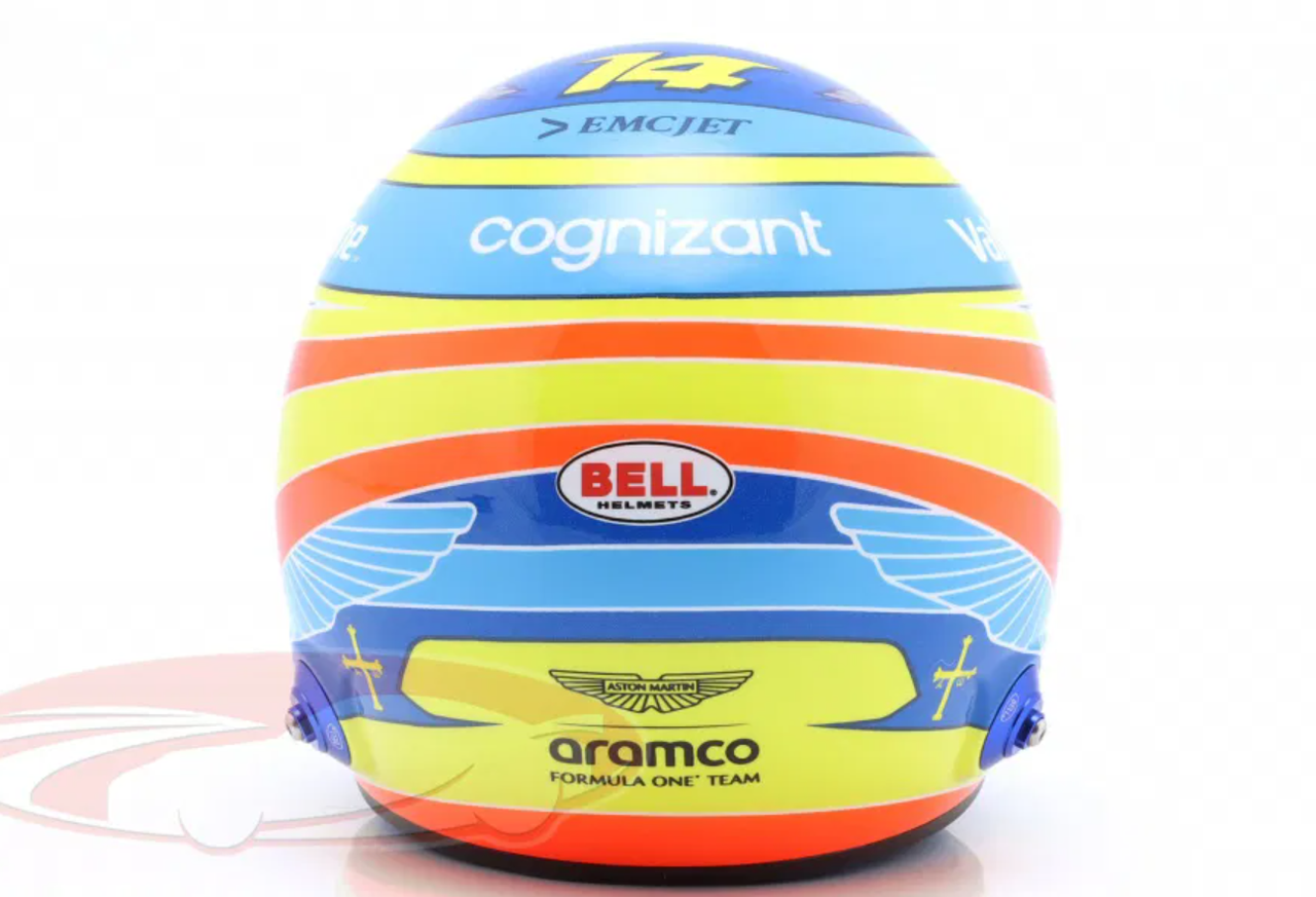 1/2 Bell 2025 Formula 1 Fernando Alonso #14 Aston Martin Aramco Helmet Model