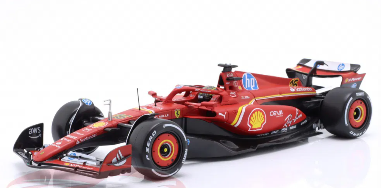 1/18 BBurago 2024 Formula 1 Charles Leclerc Ferrari SF-24 #16 Winner Italian GP Car Model