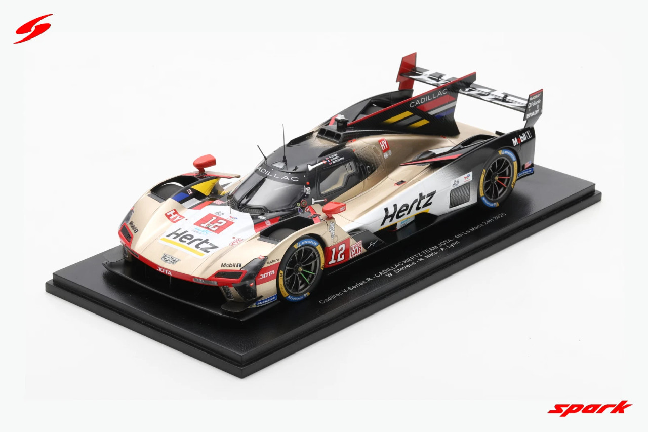 1/18 Spark Cadillac V-Series.R No.12 CADILLAC HERTZ TEAM JOTA 4th Le Mans 24H 2025 W. Stevens - N. Nato - A. Lynn Car Model