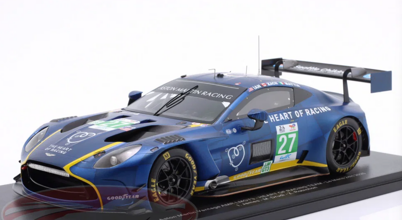 1/18 Spark Aston Martin Vantage AMR LMGT3 No.27 HEART OF RACING TEAM Le Mans 24H 2025 I. James - M. Drudi - Z. Robichon Car Model