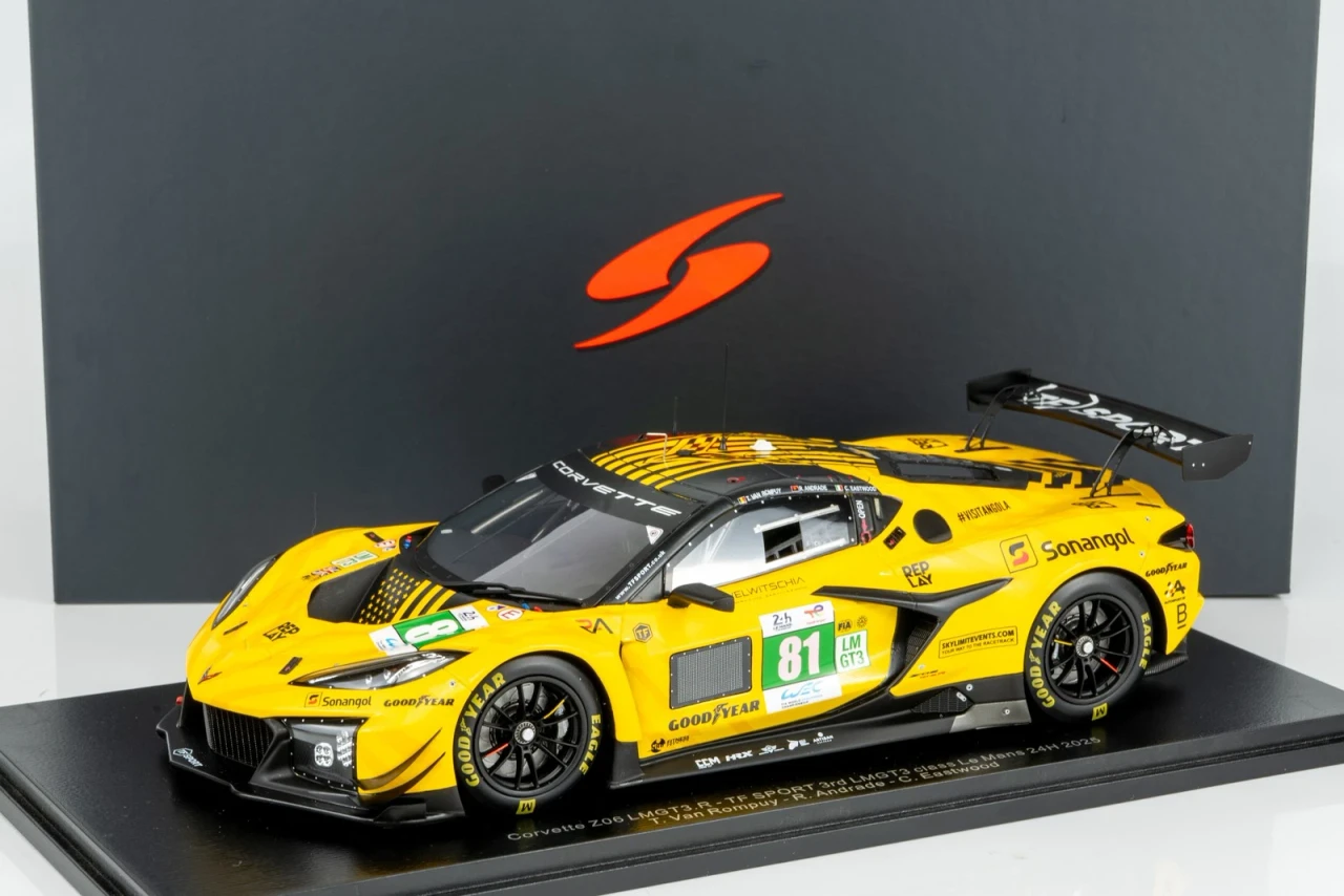 1/18 Spark Corvette Z06 LMGT3.R No.81 TF SPORT 3rd LMGT3 class Le Mans 24H 2025 T. Van Rompuy - R. Andrade - C. Eastwood Car Model