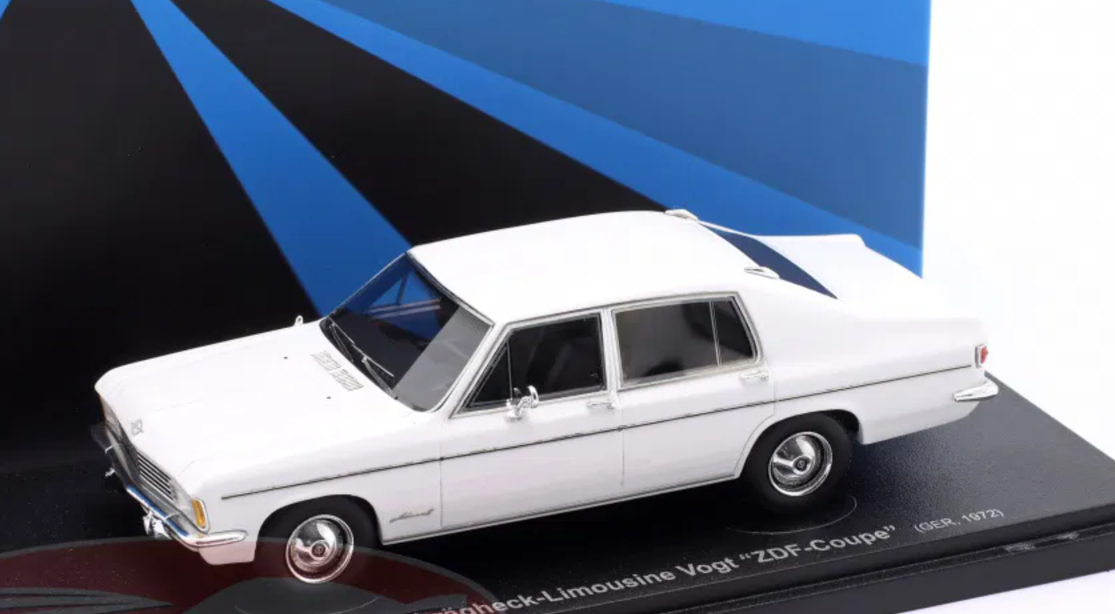 1/43 AutoCult 1972 Opel Admiral B hatchback limousine Vogt "ZDF-Coupe" (White) Car Model