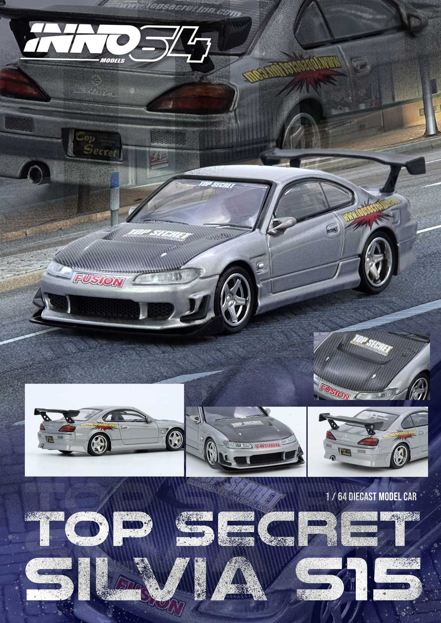 1/64 Inno Nissan Silvia S15 (Silver) Top Secret Diecast Car