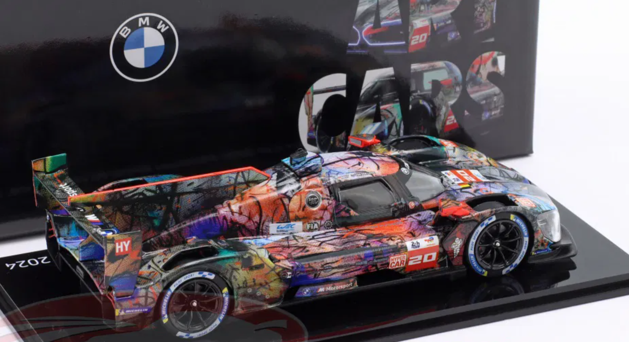 1/43 Dealer Edition 2024 BMW M Hybrid V8 #20 24h LeMans Art Car Julie Mehretu Robin Frijns, René Rast, Sheldon van der Linde Car Model