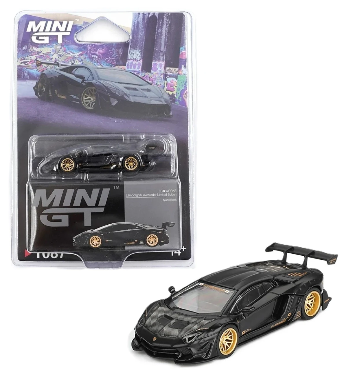 1/64 Mini GT LB★WORKS Lamborghini Aventador Limited Edition (Matte Black) Diecast Car Model