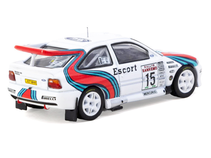 1/64 Tarmac Works 1994 Ford Escort RS Cosworth WRC Rallye Sanremo Malcolm Wilson, Bryan Thomas Diecast Car Model