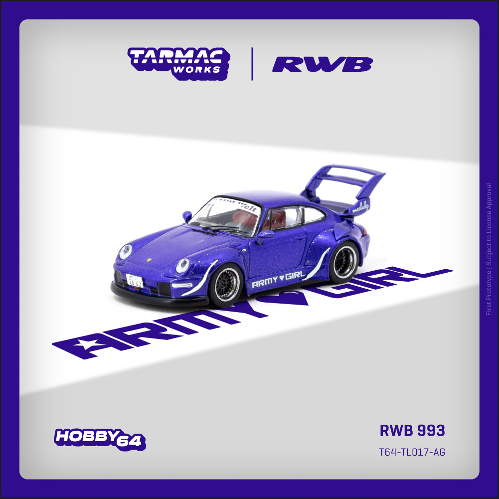 1/64 Tarmac Works Porsche 911 RWB 993 Army Girl (Purple Blue
