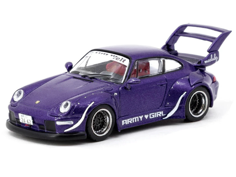 1/64 Tarmac Works Porsche 911 RWB 993 Army Girl (Purple Blue) Diecast Car Model
