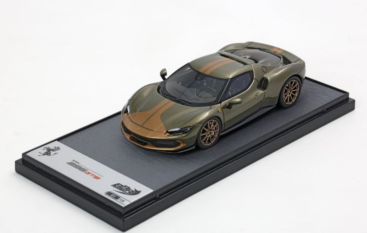 1/43 BBR Ferrari 296 GTB (Verde Manzoni Gloss Green with Gold Stripe) Car Model Limited 15 Pieces