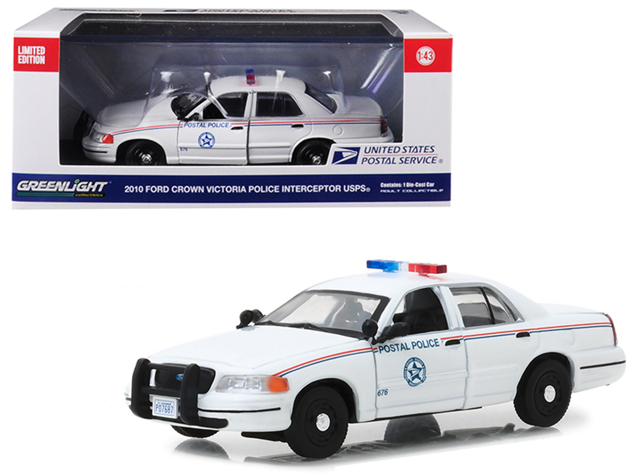 2010 Ford Crown Victoria Postal Police United States Postal Service (USPS)  White 1/43 Diecast Model Car by Greenlight