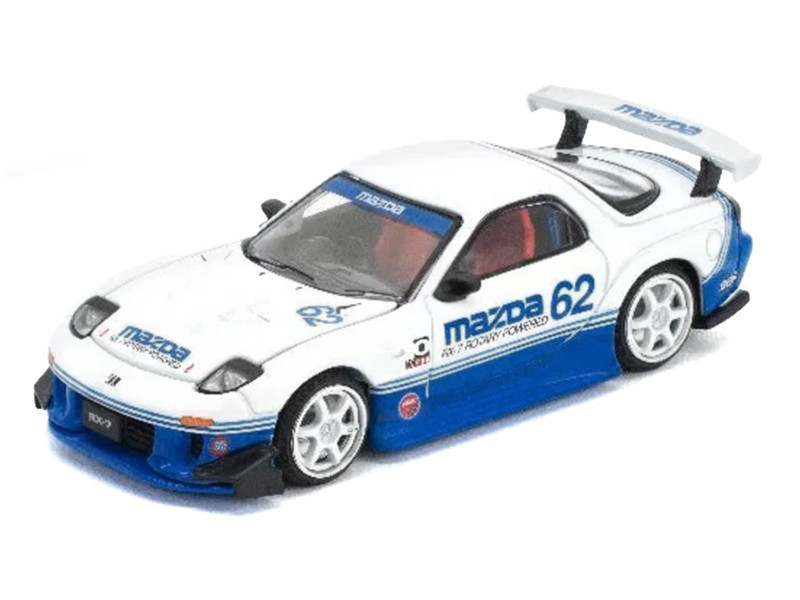 1/64 Poprace Mazda RX-7 RX7 (FD3S) (Blue & White) Diecast Car Model
