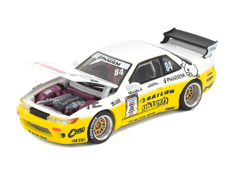 1/64 Poprace Nissan Pandem Silvia S13 2020 D1 Lights (Yellow & White) Diecast Car Model
