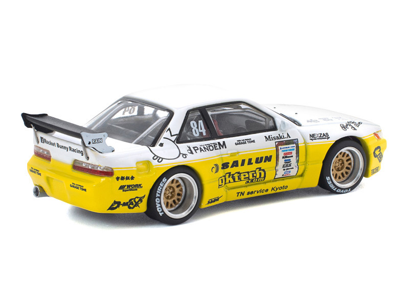 1/64 Poprace Nissan Pandem Silvia S13 2020 D1 Lights (Yellow & White) Diecast Car Model