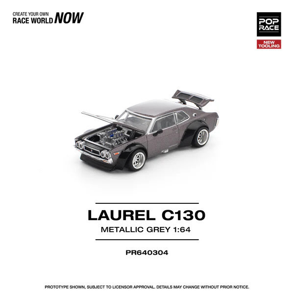 1/64 Poprace Nissan Laurel C130 (Metallic Grey) Diecast Car Model