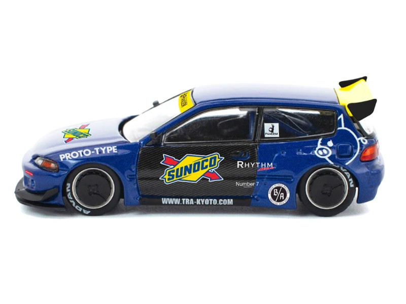 1/64 Poprace Honda Pandem Civic EG6 (Black & Blue) Diecast Car Model